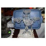 2 Very Ornate Pressed Glass Candelabras