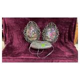 2 Metal Designed Frames & Vintage Beaded Purse
