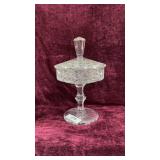 Etched Glass Square Candy Dish with Lid