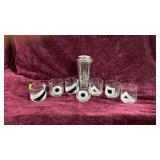 Metallic Drink Shaker & 7 Vintage Glasses