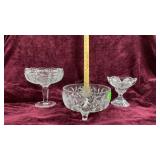 3pc Cut/Pressed Glass