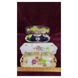 4 Hand Decorated Porcelain Celery Trays
