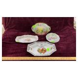 4pcs Porcelain Decorated w/ Flowers