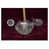 Cut crystal 8" berry bowl 5" Napier and rose bowl