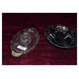 Oval silver overlay divided dish with sauce boat