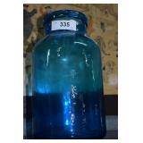1- Large Blue Blown Glass Jar W/ No Lid
