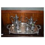 5pc. Hand Chased Silver Plate Coffee Service on