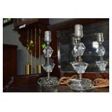 Pr. Vintage cut glass lamps w/ cords, original