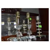 Pr. Vintage cut glass lamps w/ cords, 4"w x 11"h,