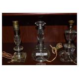 3 Vintage Cut Glass Lamps Eac. One Is Different W/