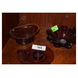 4 pcs. Plum colored glass