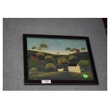 Early American farm scene, signed Warren Kimble,