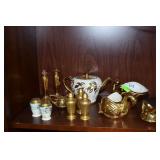 12 pcs. Gold finish serving pcs., swan, cream &
