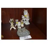 6 pcs. Ceramic owls, 5- Goebels, 1- owl w/ baby,
