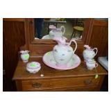 6 pc. Wash bowl & pitcher w/ accessories, white,