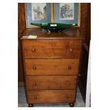 4 Drawer Ball Footed Wood Dresser