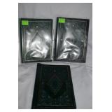 3 Green Leatheresque Formal Note/menu Holders