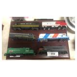 HO train car and assorted engine grouping.  7