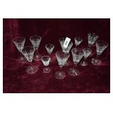 13 Waterford Glenmore glasses: 6 wine glasses 6" H