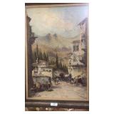 Pablo Espana  framed oil on canvas.  Med.  town