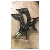 Pair of metal school house desk frames by