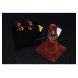 Imperial Topaz & sterling ring with matching