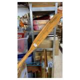 Pr of rowboat oars with pivots for oarlocks.
