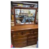9 draw Pine dresser with mirror by Virginia Furn