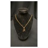 14kt chain & R charm 2.9gtw