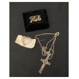 Sterling chain & cross (8.4gtw), Alaska gold