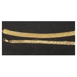 Two 14kt braided chain bracelets 18.8gtw