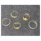 5 Gold Rings12-14kt, 3 Marked 14kt 7.8gtw