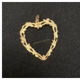 14kt Heart Charm 2.7gtw 2" High X 1.25" W
