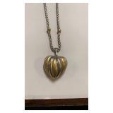 14kt & .925 Sterling Heart Locket Necklace 8.6gtw