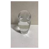 Etched Glass Owl 4" High Artist Signed