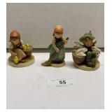 3 Hummel figurines, 2 with early Bee stamps: baby