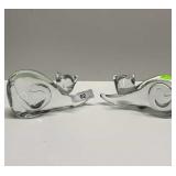Pair of heavy lead crystal lounging cats