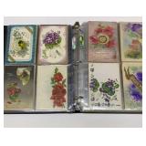 PACKED binder of vintage floral postcards