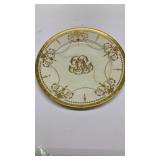 Two gold & white Minton dinner plates with stress