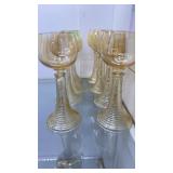 8 Amber Iridescent Century Wine Glasses With