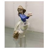 Nao figure of girl with cake 7" H