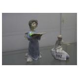 Lladro child reading aloud & Danish lounging