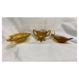 4pc Brown Glass Bowls, Sugar Holder
