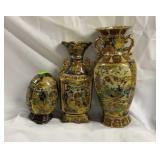 3pcs Satsuma: egg & 2 vases
