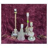 2 Hobnail/Bubble Lamps & 2 Crystal Lamps