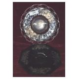 Silver overlay octagon pedestal plate and 50th