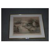Rural farm scene on a wintery day, signed? ,
