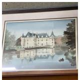 Framed 33x27 print of castle on water edge