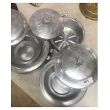 3 Hammered aluminum  covered  casserole  vessels