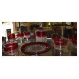 12pcs Ruby & cut to clear: cordials, biscuit jar,
